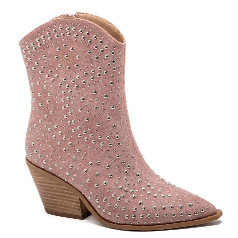 Corkys Lowlights Blush Pink Studded Western Cowgirl Boots New